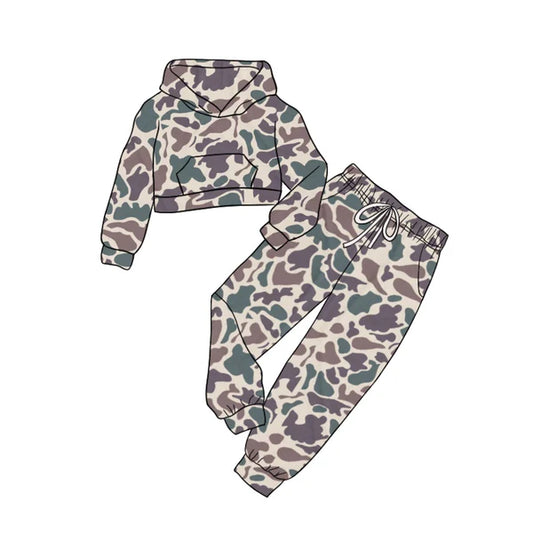 5.28 GLP1978 Baby Kids Dark Green Camo Hooded Top Pants Clothes Sets Preorder