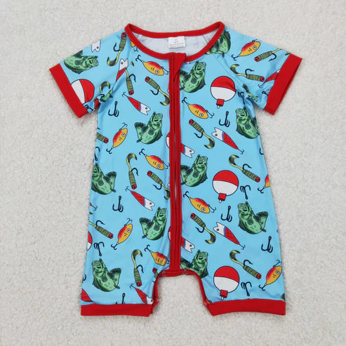 4.2 SR2707 Baby Infant Boys Fishing Float Zip Romper