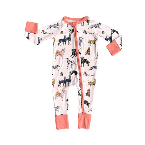 8.8 Custom Moq 5 Baby Infant Girls Colorful Dogs Plaid Zipper Rompers