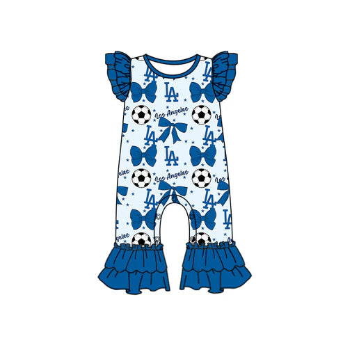 6.25 Custom Moq 3 each item Sibling Baby Girls Los Angeles Team Romper Dress Clothes Sets
