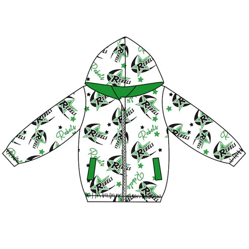 10.9 Custom Moq 5 Baby Boys Green Rebels Team Zipper Hoodies Tops