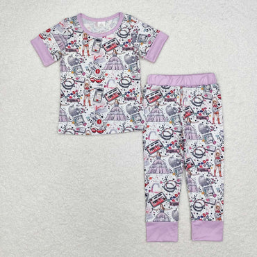3.14 GSPO1656 12-18M to 14-16T RTS baby girl clothes 1989 singer girl fall pant set-bamboo