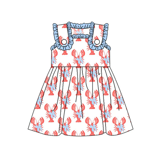 L-3.4 GSD1955 Baby Girls Crawfish Bows Straps Knee Length Dresses preorder