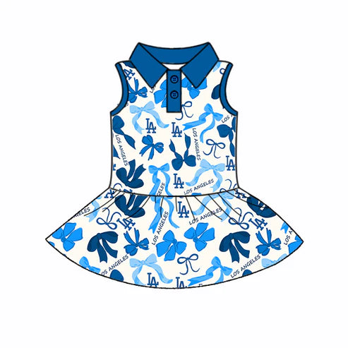 6.10 Custom Moq 3 each item Sibling Baby Girls LA Team Dresses Clothes Sets