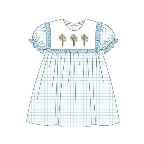 10.2 GSD2851 Baby Girls Blue Checked Crosses Easter Knee Length Dresses Preorder