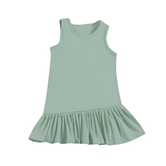 3.27 GSD2249 Baby Girls Green Sleeveless Yoga Ruffle Knee Length Dresses Preorder