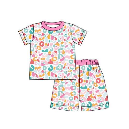 4.4 CUSTOM ORDER MOQ 3PCS EACH DESIGN BABY GIRL CLOTHES LEOPARD GIRL SUMMER PAJAMAS SET