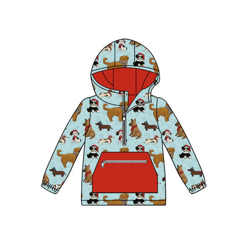 8.22 BT1330 Baby Boys Dogs Pocket Zipper Hoodies Top Preorder