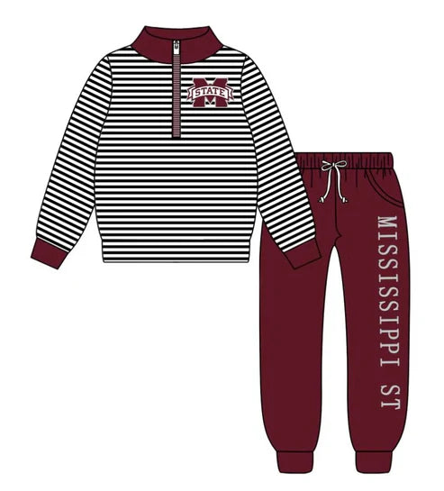 9.4   Custom Moq 5 Baby Boys Mississippi Team Zipper Pullovers Top Clothes Set