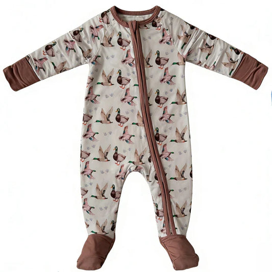 12.11 MOQ:5pcs LR2985 pre-order baby boy clothes mallard print toddler boy winter romper