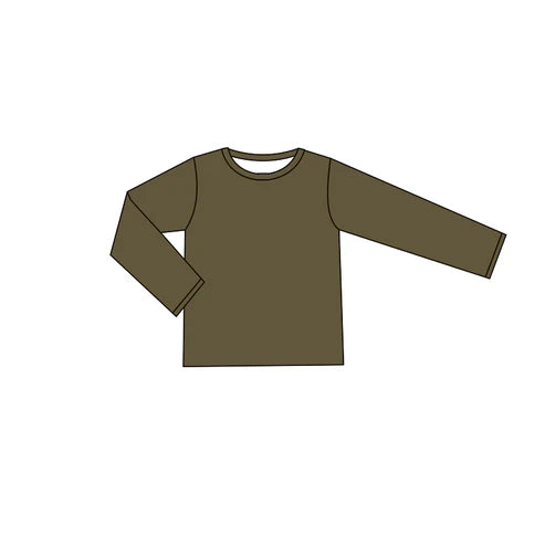 5.30 GT0799 Baby Kids Toddler Olive Green Long Sleeve Tee Shirts Tops Preorder