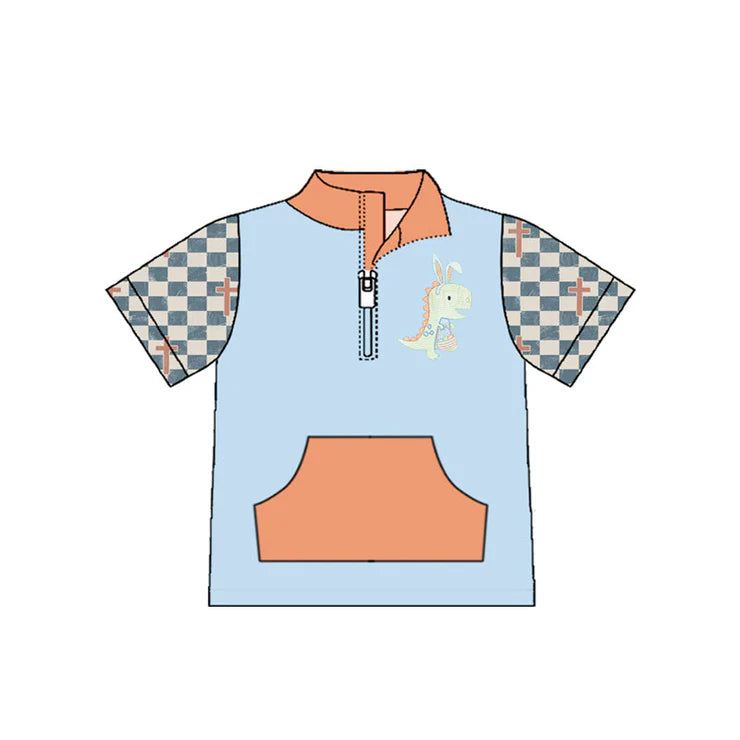 11.13 MOQ：5pcs BT1550 pre-order toddler boy clothes dino boy easter summer top shirt