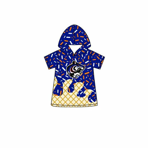 7.2 Custom Moq 3 Baby Boys Blue Leopard Short Sleeves Drip Team Hoodies Top