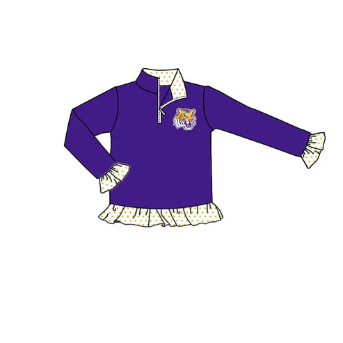 8.1 Custom Moq 5 Baby Girls Purple LSU Tigers Team Zip Pullovers Tops
