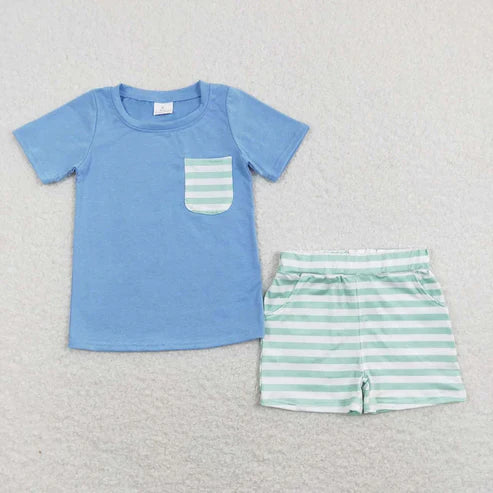 4.19  Sibling Baby Boys Cotton Pocket Top Shorts Outfits Sets