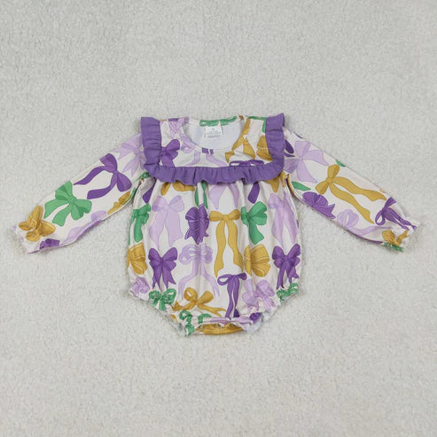 10.7 LR2642 Baby Boys Mardi Gras Bows Ruffle Romper