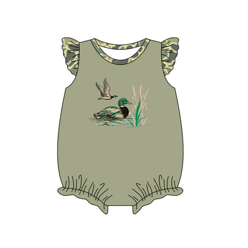 SR2361 Baby Infant Girls Duck Hunting Short Sleeve Rompers preorder