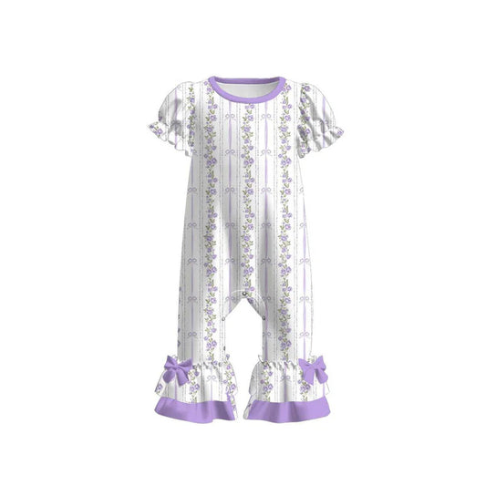 12.4 MOQ:5pcs SR3686 pre-order baby girl clothes floral print girl summer romper