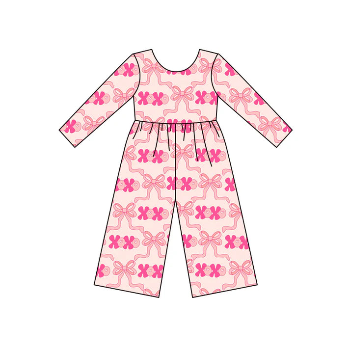 9.27 LR2700 Baby Girls Pink Bows XOXO Checked Valentine Pants Jumpsuits Preorder