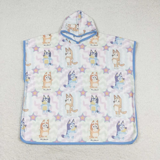 L-3.3 S0391 Cartoon dog Stars check hooded bathrobe