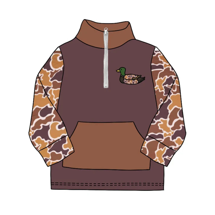 6.11 BT0925 Baby Boys Brown Camo Zip Duck Hunting Pullovers Tops Preorder