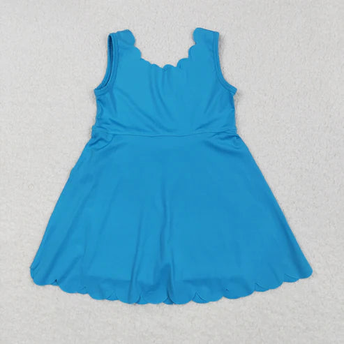 6.2  GSD2375 Baby Girls Hot Blue Sleeveless Yoga Active Knee Length Dress