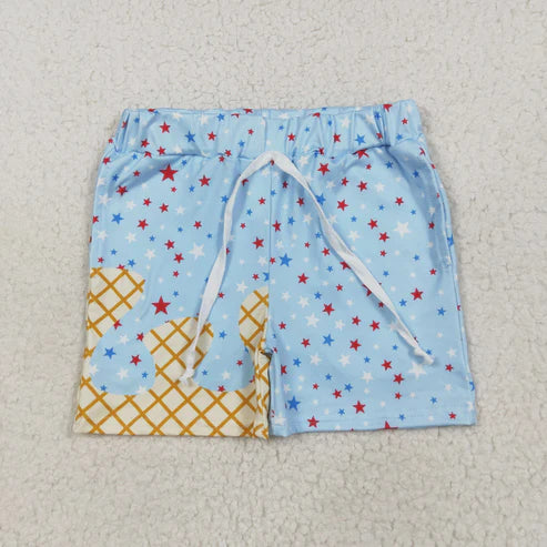 6.17 SS0610 Baby Boys Light Blue Drip Stars Pockets Team Shorts Bottom