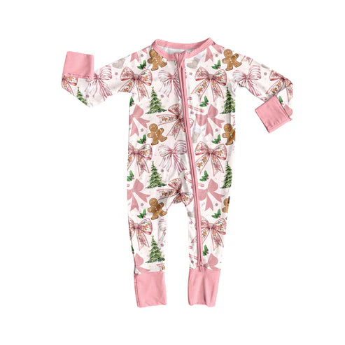 6.27 no moq LR2368 pre-order baby girl clothes Christmas bow pink long sleeve romper