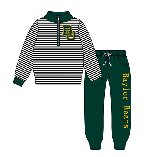 9.4  Custom Moq 5 Baby Boys BU Team Zipper Pullovers Top Clothes Set