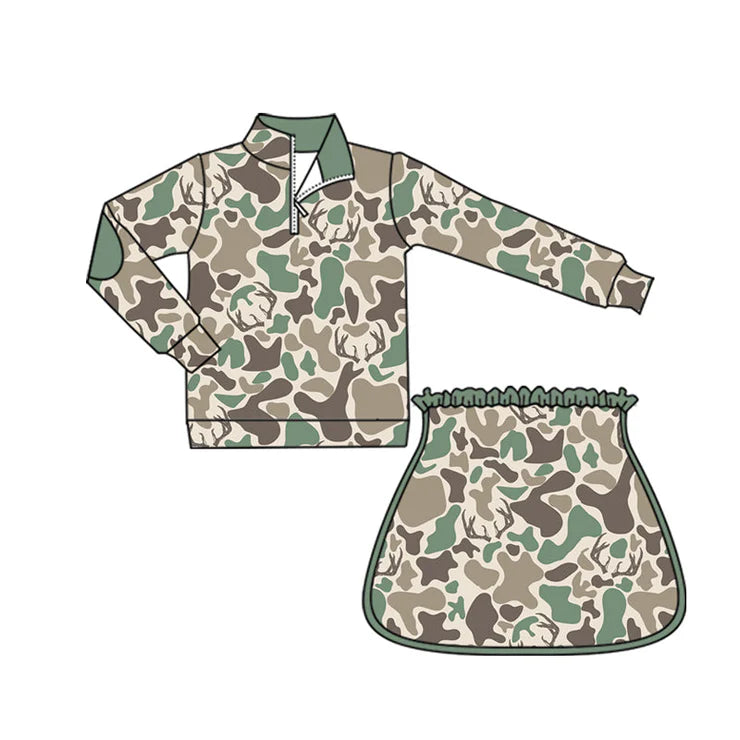 11.28 MOQ：5pcs GLD1544 pre-order baby girl clothes hunting print toddler girl winter skirt outfit