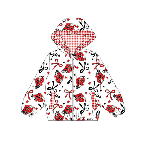 10.8 Custom Moq 5 Baby Girls Red EP Team Zipper Hoodies Tops