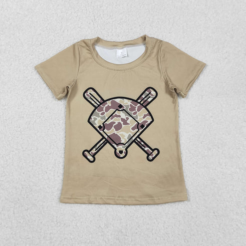 11.18 BT1418 Baby Boys Khaki Camo Baseball Short Sleeve Team T-shirts
