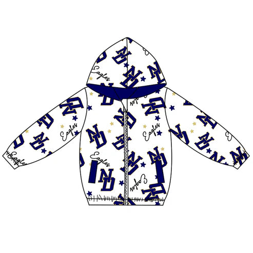 10.9  Custom Moq 5 Baby Boys Navy Eagles Team Zipper Hoodies Tops