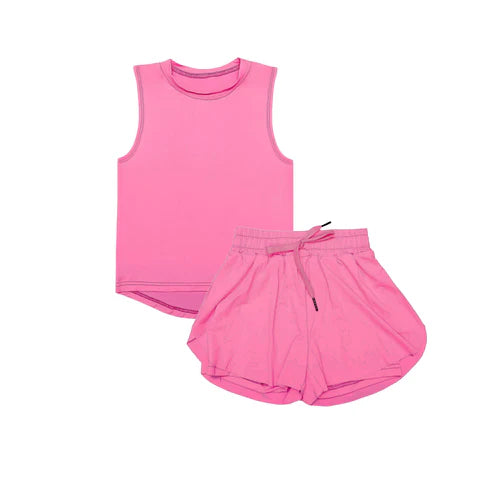 4.10  GSSO2501 Baby Girls Pink Sleeveless Top Skorts Sets Preorder
