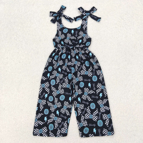 3.30 SR2466 Baby Girls Straps Western Howdy Turquoise Jumpsuit