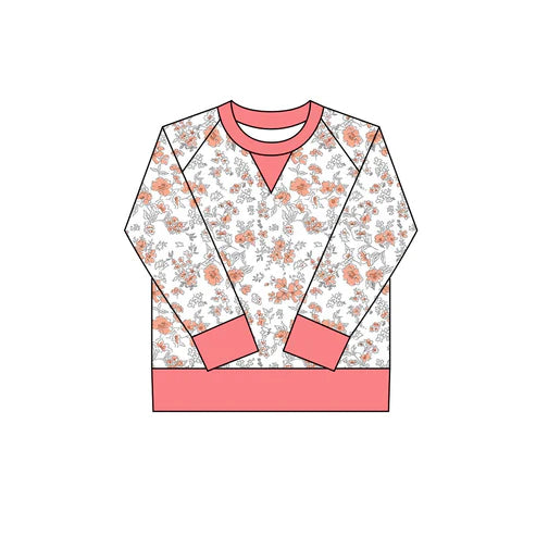 10.18 GT1291 Baby Girls Peach Flowers Long Sleeve Yoga Tee Shirts Top Preorder