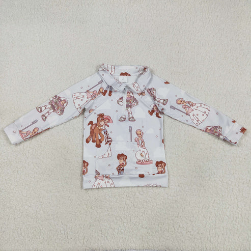 5.10 GT0989 Baby Girls Long Sleeves Cartoon Donkey Zipper Pocket Hoodies Top