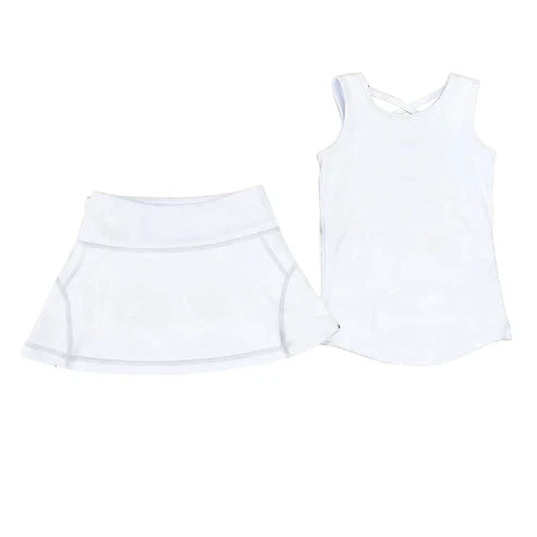 6.5 GSD2652 Baby Girls Pink Sleeveless Vests Top Skirts Yoga Set Preorder