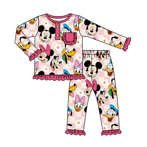 6.20 Custom Moq 3 Baby Girls Cartoon Mouse Pajamas Clothes Sets