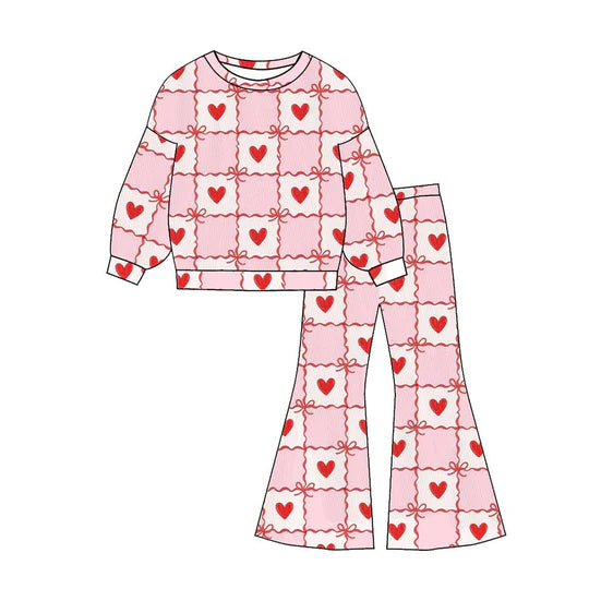 12.9 MOQ：5pcs GLP3232 pre-order toddler girl clothes heart print girl valentine set