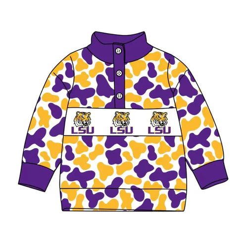 10.13 Custom Moq 8 Baby Boys LSU Team Buttons Pullovers Tops