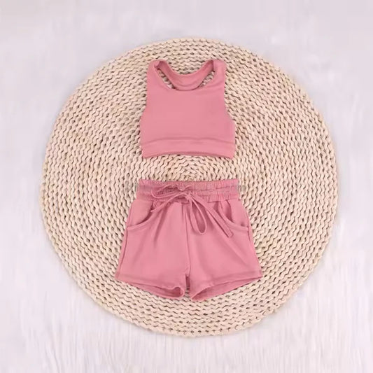 L-3.5 GSSO2130 Baby Girls Rust Vest Top Sports Shorts Clothes Sets Preorder