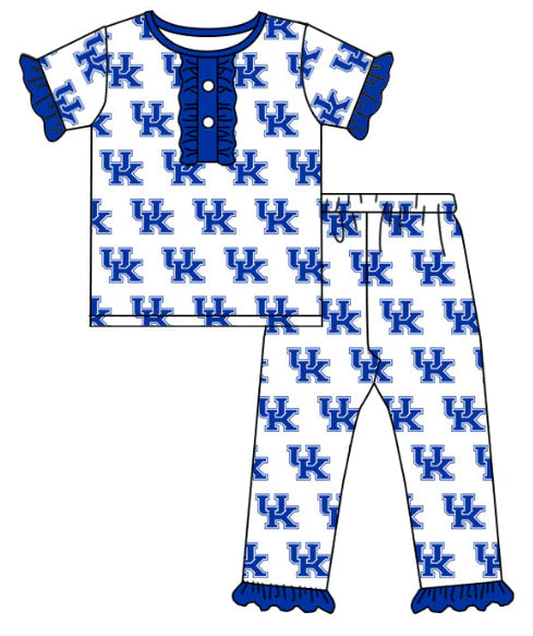 5.13 Girls team custom blue short sleeve pants suit