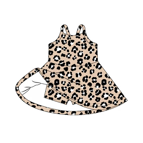 6.5 GSD2650 Baby Girls Strap Black Leopard Shorts Knee Length Dresses Preorder