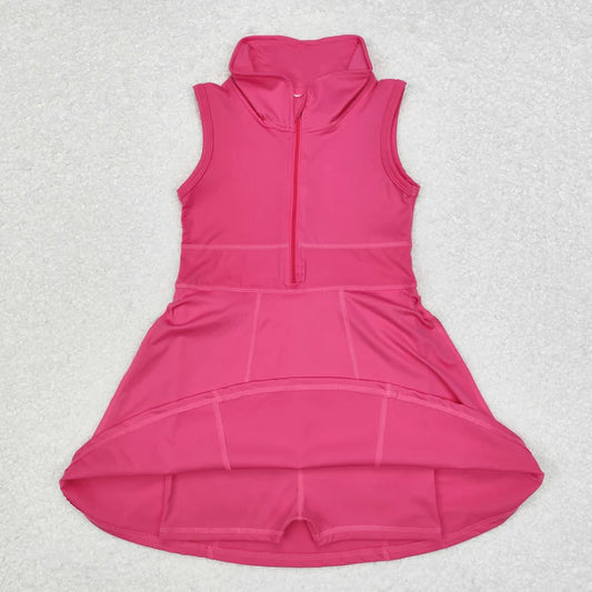 L-3.3 GSD1379 Baby Girls Dark Pink Athletic Active Wear Knee Length Dresses