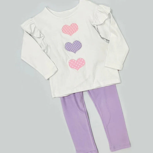 11.20 MOQ：5pcs GLP3176 pre-order toddler girl clothes heart print girl Valentine set