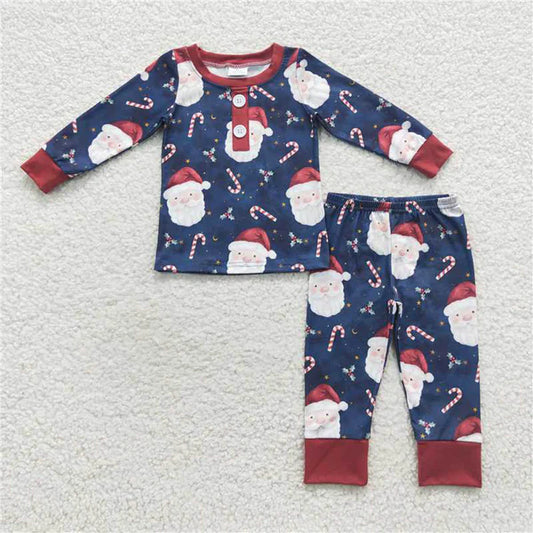 L-3.2 BLP0247 Candy Cane Santa Dark blue long sleeves and pants