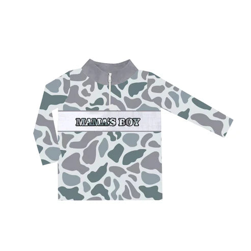 6.3 BT0972 Baby Boys Grey Camo Mama's Boy Zip Pullovers Tops Preorder