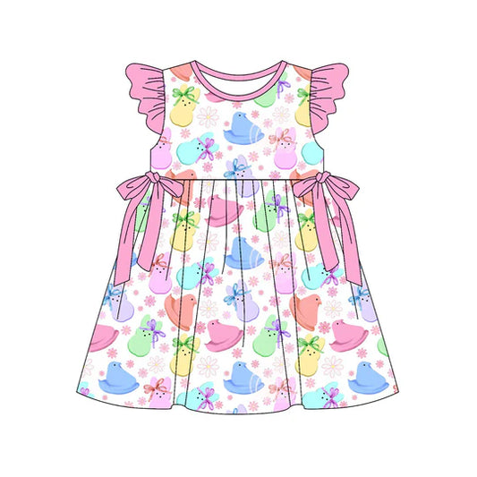12.20 MOQ：5pcs GSD3451 pre-order toddler clothes rabbit print girl easter summer dress