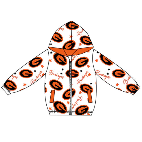 10.9 Custom Moq 5 Baby Boys Orange Buckeyes Team Zipper Hoodies Tops